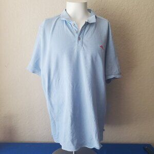 Tommy Bahama Size XXL 2XL Polo Shirt Islandzone Supima Cotton Trim Fit Blue